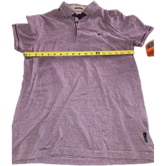 Ted Baker London Polo Shirt Men 3 Purple Pattern Collared Old Money Golf Artsy - Picture 3 of 9